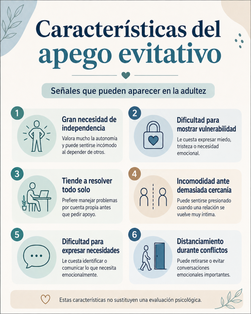 Principales características del apego evitativo en adultos